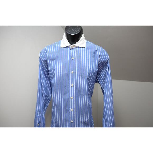 Bills Khakis Button Up Dress Shirt Striped Made In USA Long Sleeve Mens Sz Large - Picture 3 of 8